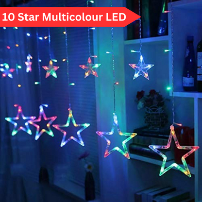 Di0067 10 Fairy Stars LED Lights with Flashing Modes - 5x5 (Multicolour)