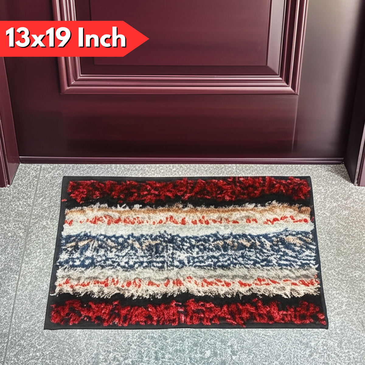 AM5845 Anti Slip Layer Doormats (A 13X19 Inch)- Multicolour for Home & Office