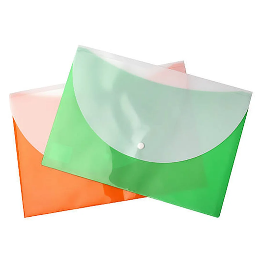 AM7129 Double Pocket Transparent Button Closure Document A4 Folder
