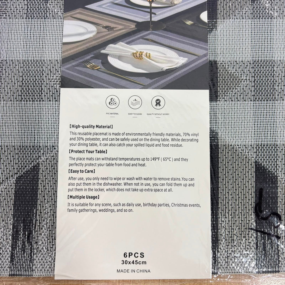 A07056 MMT-TS3 6-Piece Assorted Color Woven Table Mat (30 x 45 cm)