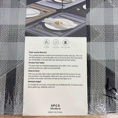 A07056 MMT-TS3 6-Piece Assorted Color Woven Table Mat (30 x 45 cm)