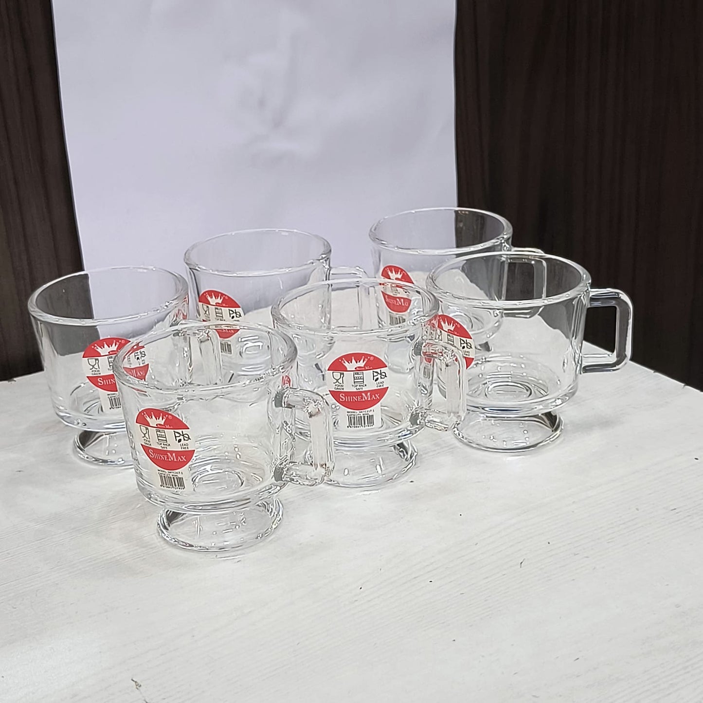 AM5379 Shine Max 6pc 80ml Coffee or Tea Cup Round Set Made of Glass