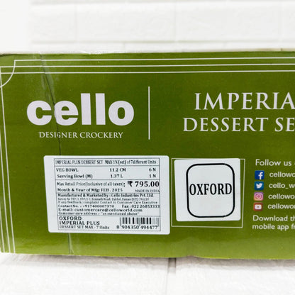 Di0229 Cello Crockery Imperial Plus Dessert Set – 7 Pcs (Oxford Design)