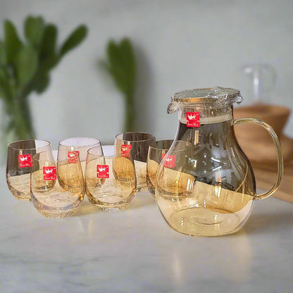 AM5394 Shine Max Steel Lid Water Jug With Glass 6pc Jug 1800ml , Glass 350ml