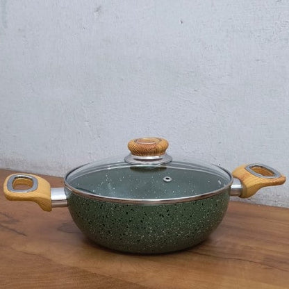 AM3929 Delizio Green Granite Coating Kadai with Glass Lid 20Cm