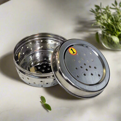 AM5330 Hole Dabba Stainless Steel Coriander Storage Box Small