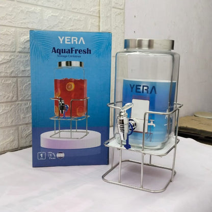 AM5212 Yera Aquafresh - Glass Juice/Mocktails Serving Jar With Tap And Stand - 4000 ml ( 1 pcs)