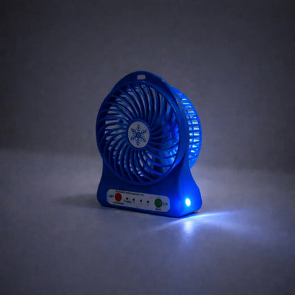 17707 Portable Rechargeable Mini Table Fan With LED Light And Battery (1 Pc)