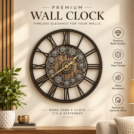 AM7042 Big Vintage Clock with Gears