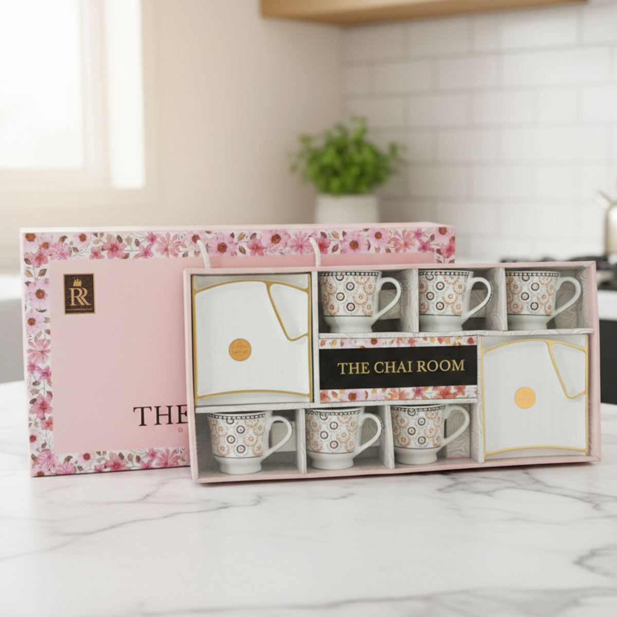 Di0252 The Chai Room 6-Piece Coffee Mug & 2-Piece Platter Set â€“ Premium Gift Box
