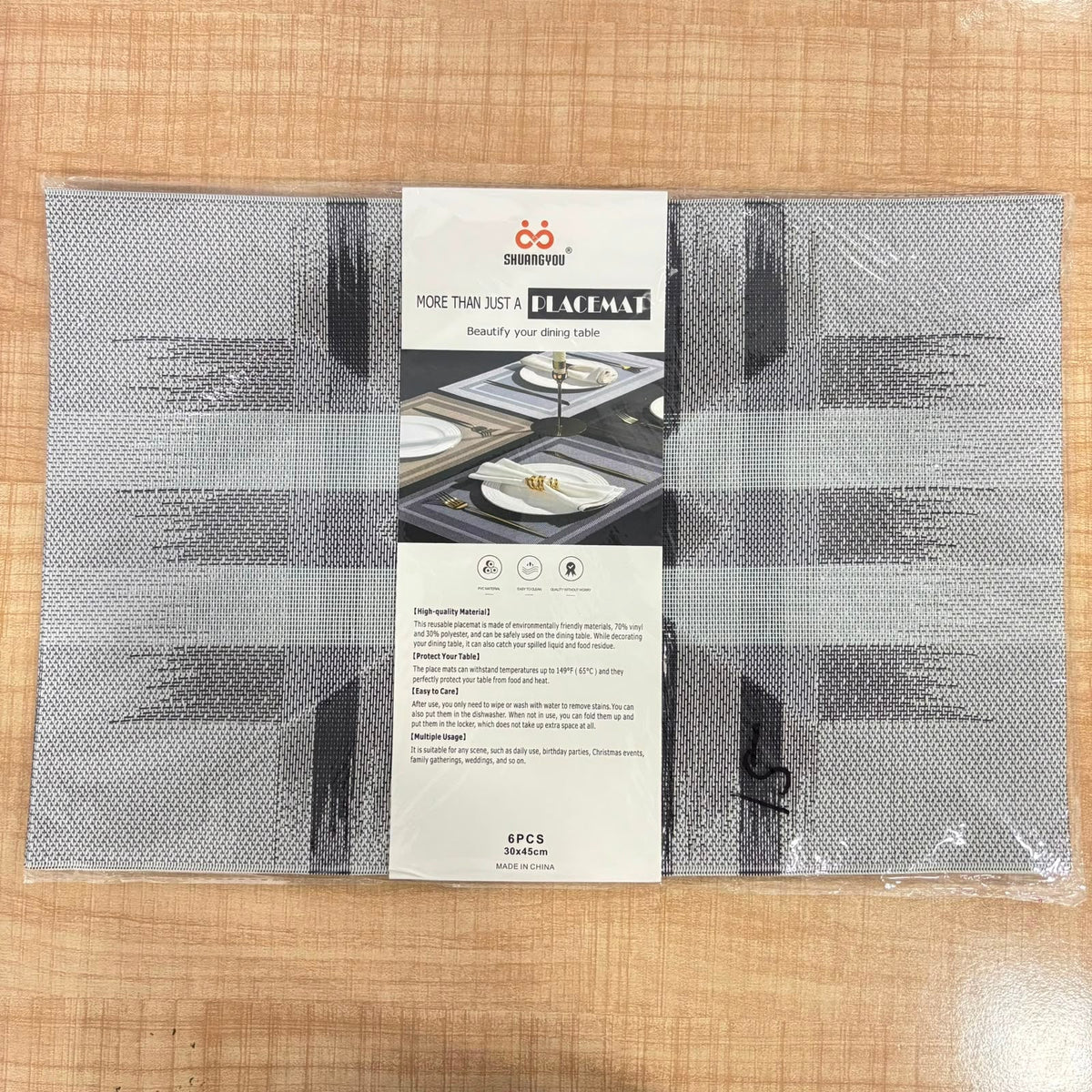 A07056 MMT-TS3 6-Piece Assorted Color Woven Table Mat (30 x 45 cm)