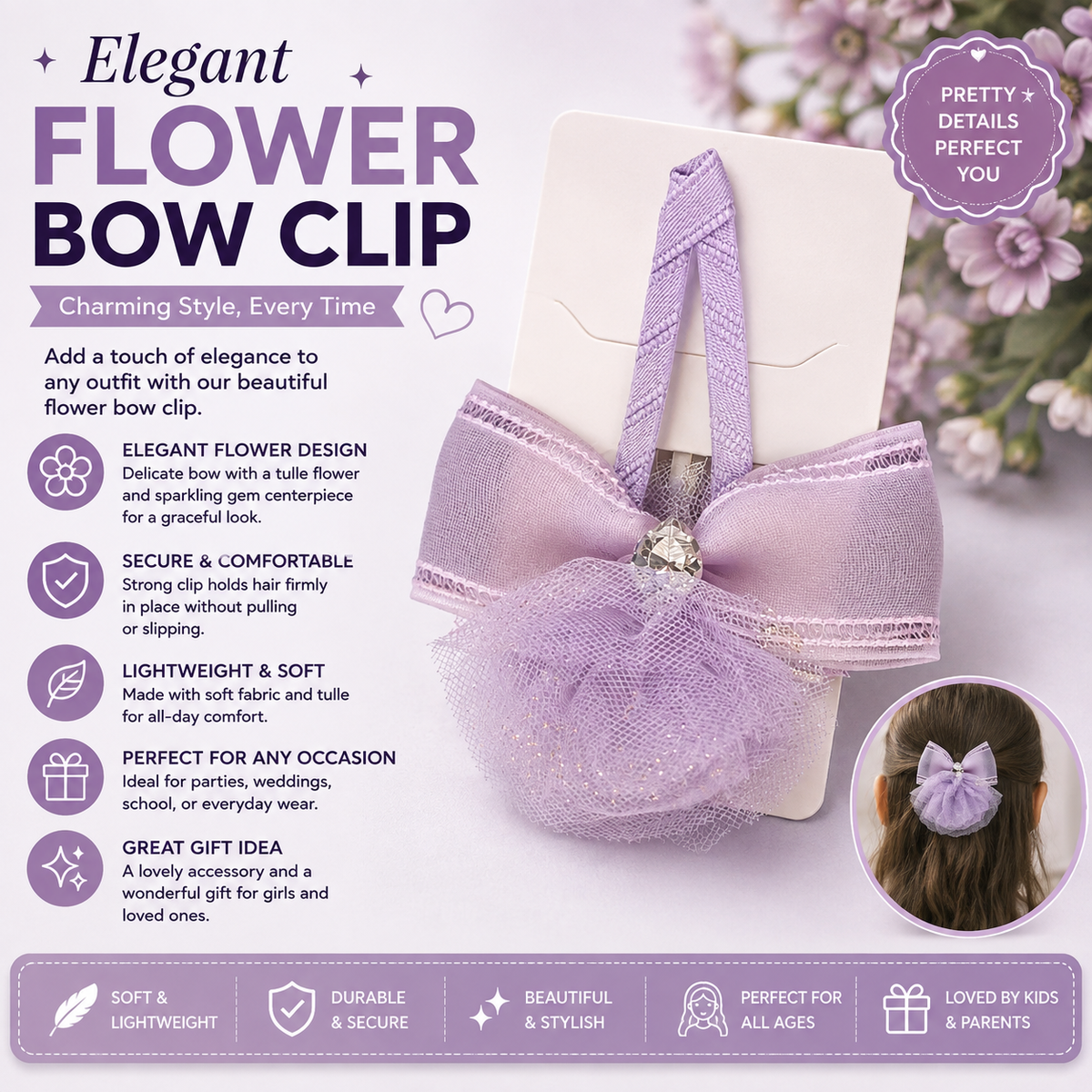 TM0069 Flower bow clip