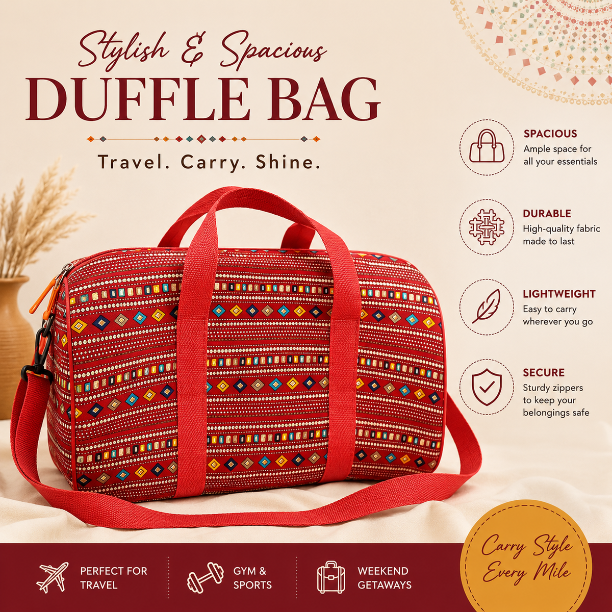 AM6946 Duffle Bandhani Bag