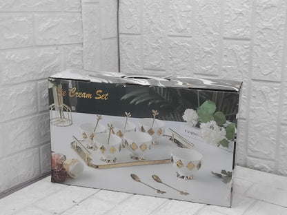 AM3733 Ice Cream Bowl Set With Tray 7Pcs