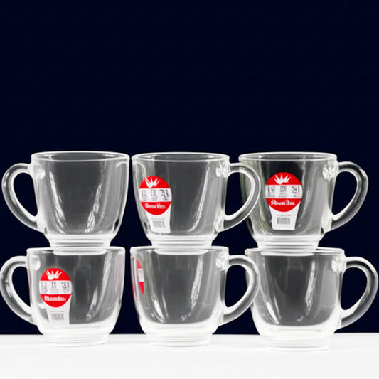 AM5398 Shine Max 6pc 80ml Coffee or Tea Cup Set Made of Glass