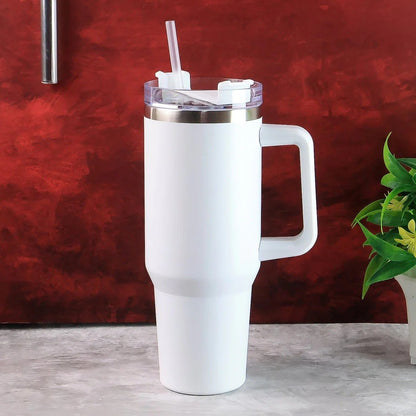 AM7455 Insulated Stainless Steel Travel Tumbler with Handle and Splash-Resistant Lid