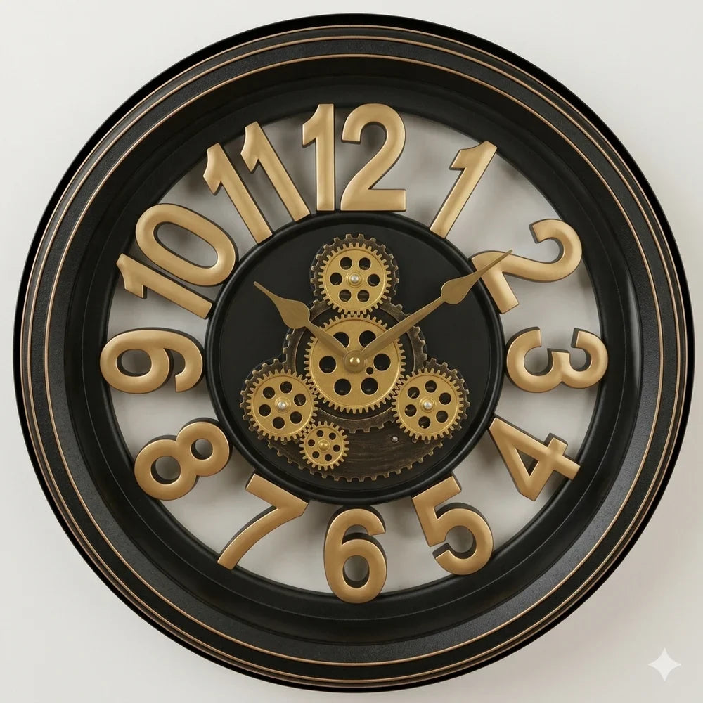 A06891 Wood & Metal Classic Steel Finish Round Wall Clock