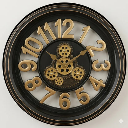 A06891 Wood & Metal Classic Steel Finish Round Wall Clock
