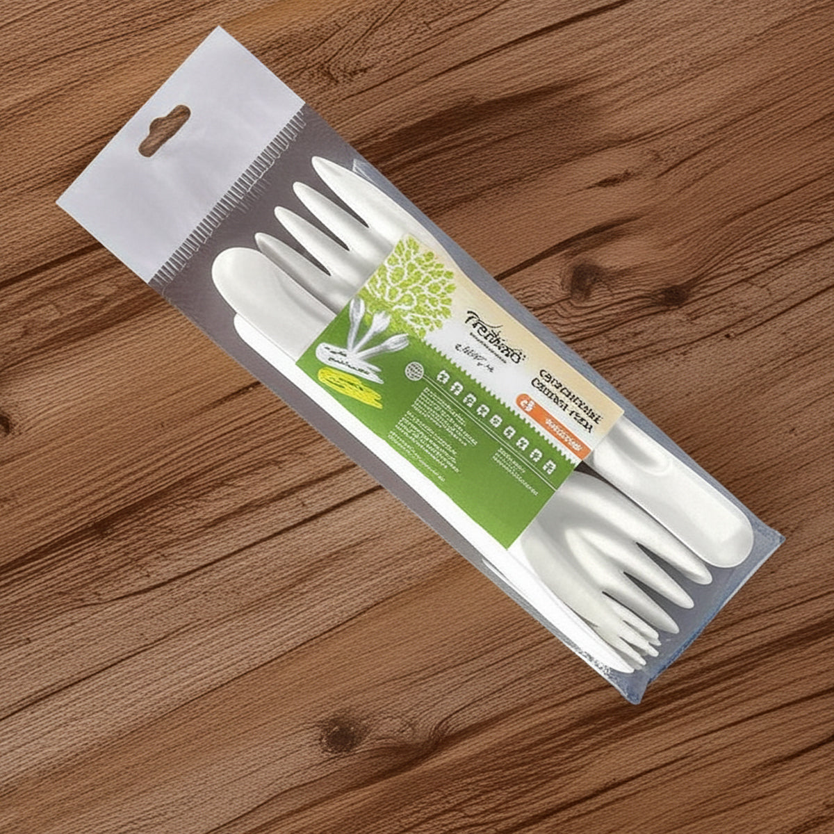 AM5739 Freshee Compostable Bagasse Fork (6 Inch, Pack of 10Pcs)