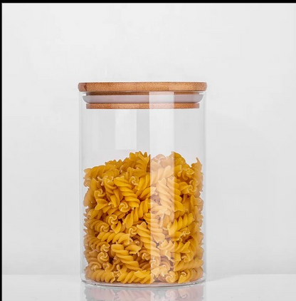 AM3730 ShineMax Borosilicate Glass Containers with airtight Wooden Lid 1 Pcs