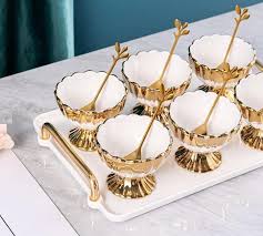 AM3733 Ice Cream Bowl Set With Tray 7Pcs