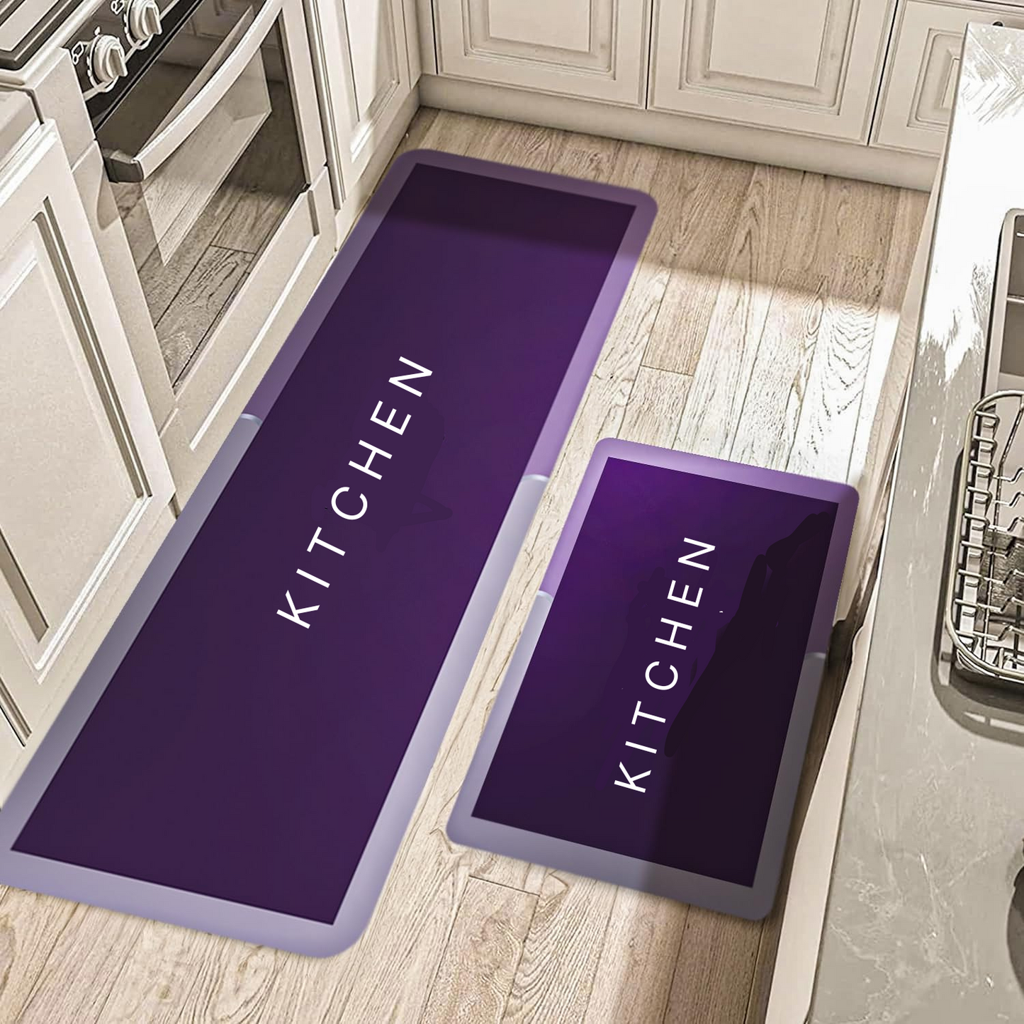 AM5048 Kitchen Mats for Floor (2pcs) , Non-Skid, Soft Absorbent 120x40cm, 40x60cm (Multi Color)