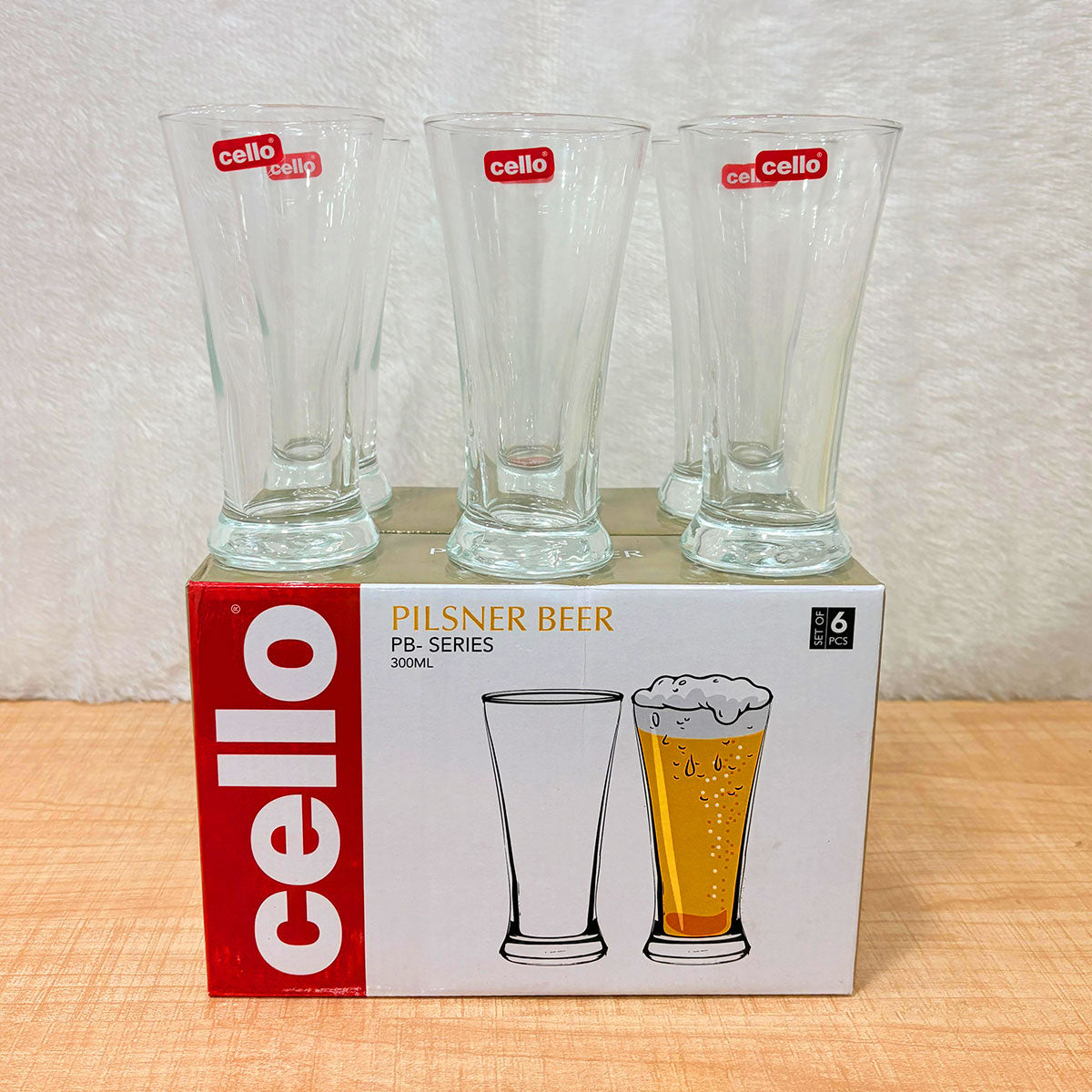 AM6578 Cello Pilsner Beer Glass Set - 300ml (Set of 6)