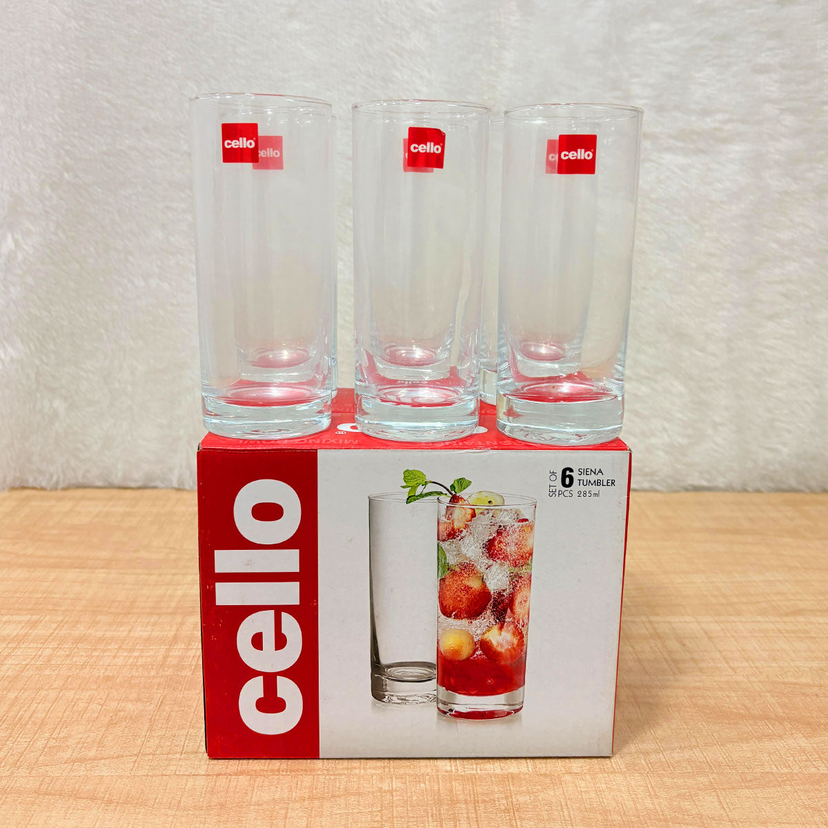 AM6573 Cello Siena Glass Tumbler Set - 285ml (Set of 6)
