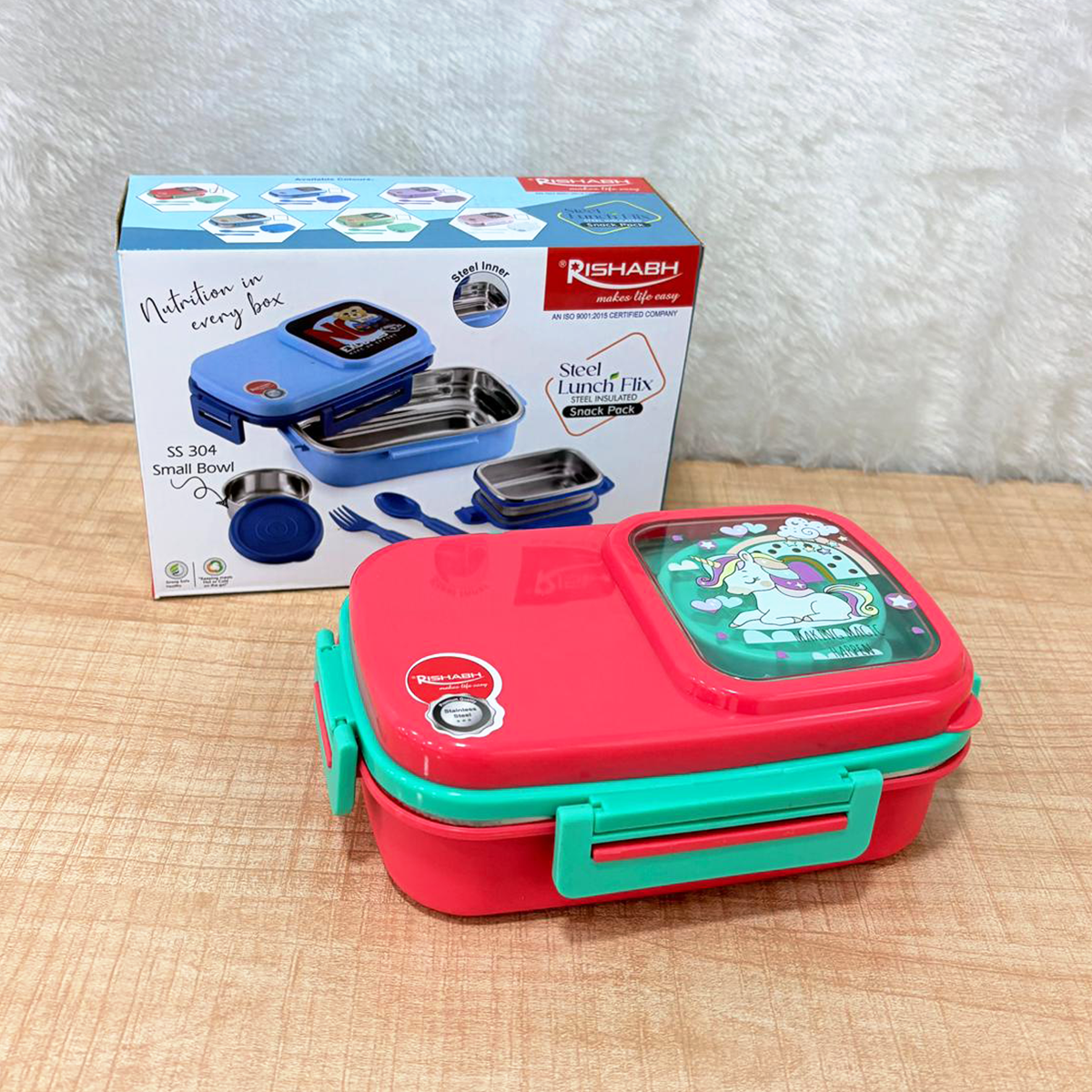 AM6753 Rishabh Steel Lunch Flix: Insulated SS 304 Snack Pack for Kids