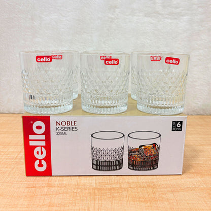 AM6572 Cello Noble K-Series Glass Tumbler Set - 325ml (Set of 6)