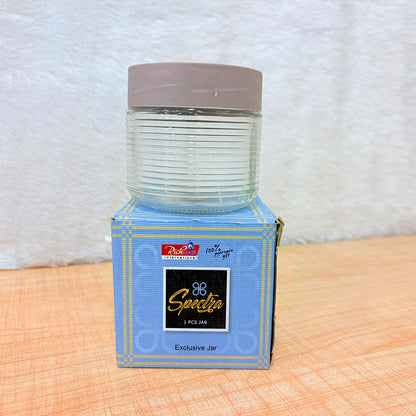 TM0074 Mix Design Spectra Exclusive Ribbed Glass Storage Jar with Airtight Lid - 1pc