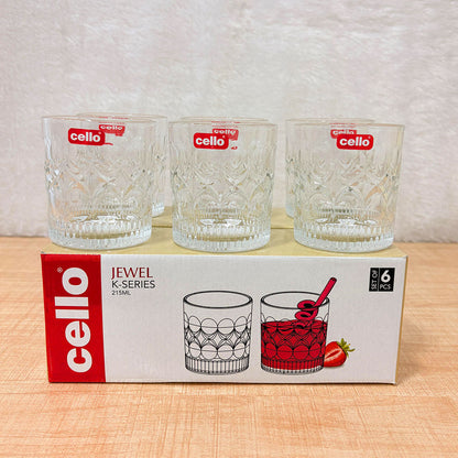 AM6566 Cello Jewel K-Series Glass Tumbler Set - 215ml (Set of 6)