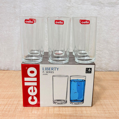 AM6614 Cello Liberty P-Series Glass Tumbler Set, 250ml (Set of 6)