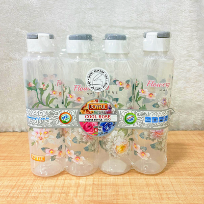 TM0173 Joyful Cool Rose 1000ml Fridge Bottle with Flip-Top Cap (Set of 4)