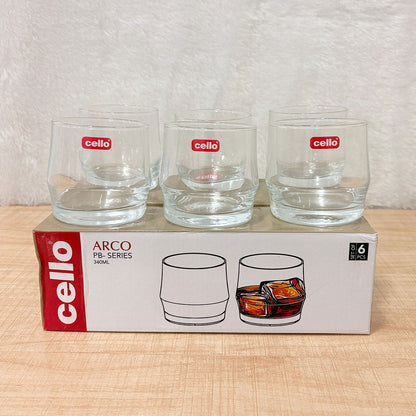 AM6589 Cello Arco Glassware PB-Series Tumbler Set, 340ml (Pack of 6)