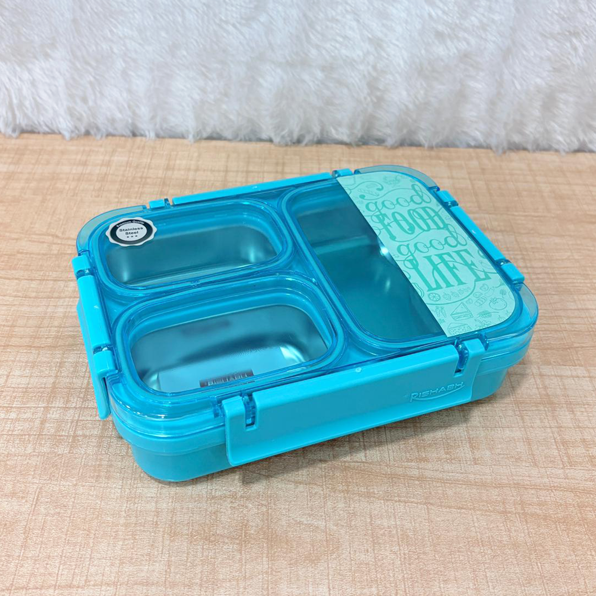 AM6757 Rishabh Super Smart 3 Steel Inner Insulated 3-Compartment Lunch Box