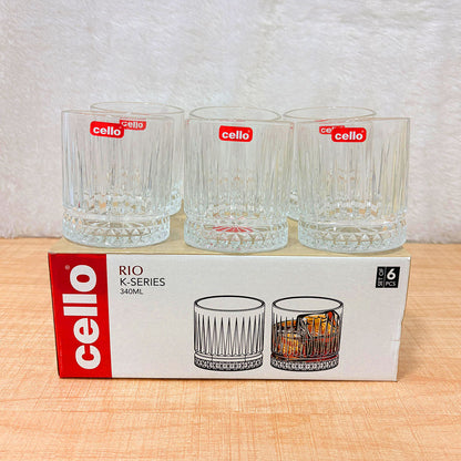 AM6567 Cello Rio K-Series Glass Tumbler Set - 340ml (Pack of 6)