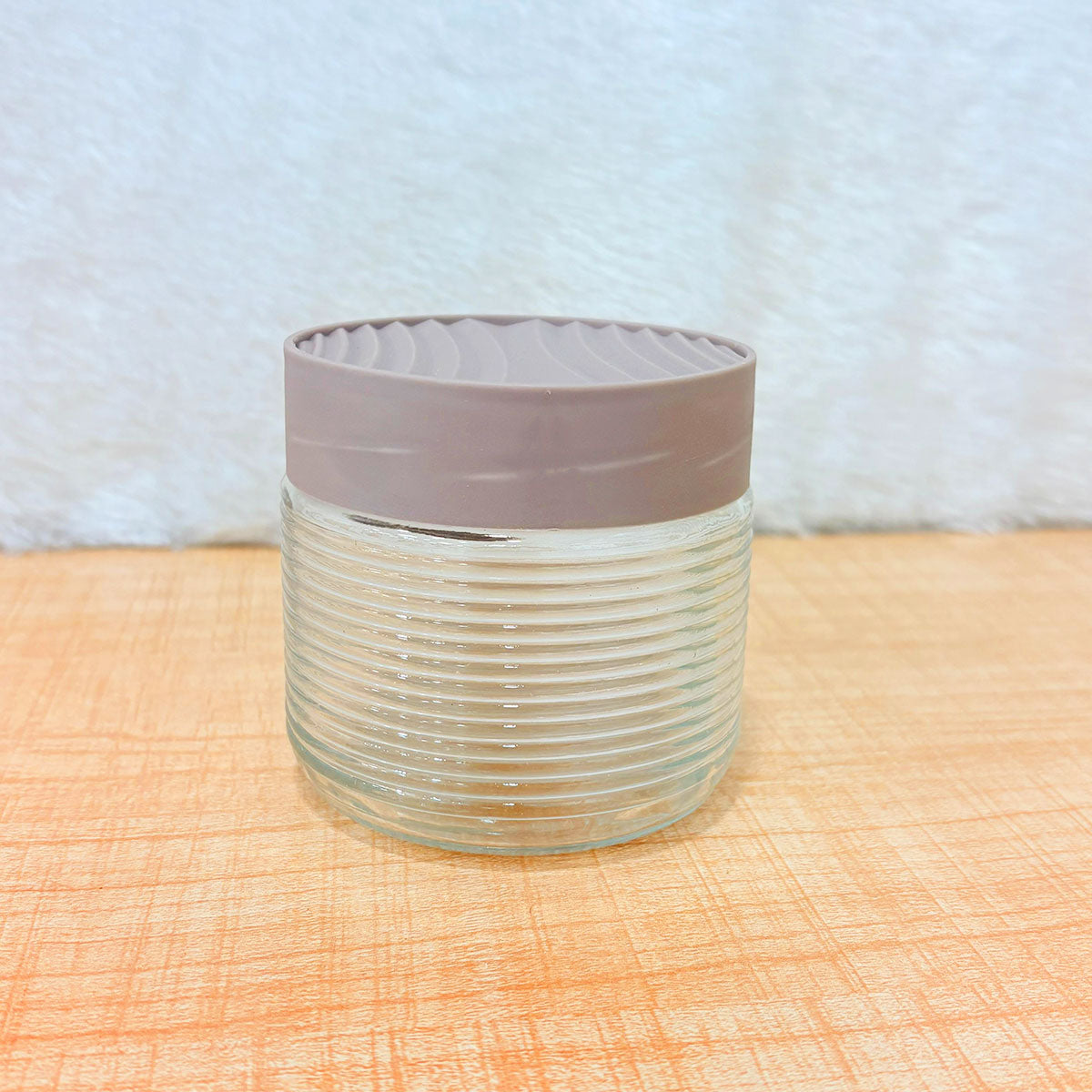TM0074 Mix Design Spectra Exclusive Ribbed Glass Storage Jar with Airtight Lid - 1pc