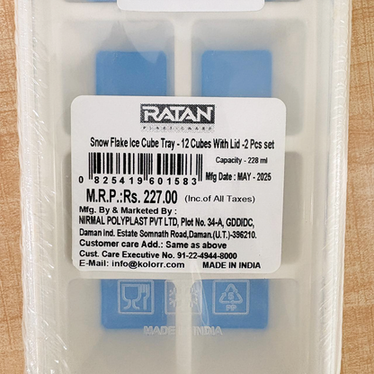 AM6732 Ratan Snowflake Ice Cube Tray with Lid - 12 Cubes, Set of 2 (228ml)