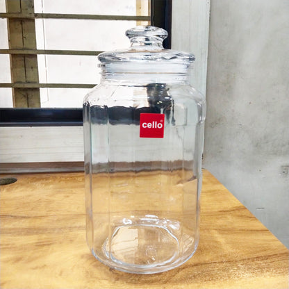 AM5679 CELLO Bloom Storage Glass Jar (3 Ltr) for Cookie Jar, with Air Tight for Kitchen Dried Masala (Pack 1)