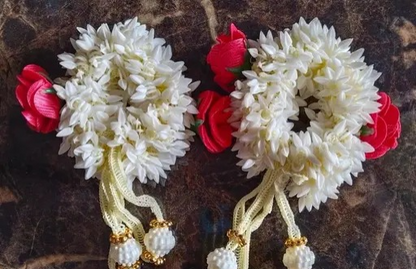 AM1213 Floral Artificial women hair gajra with Rose And Latkan -1pcs