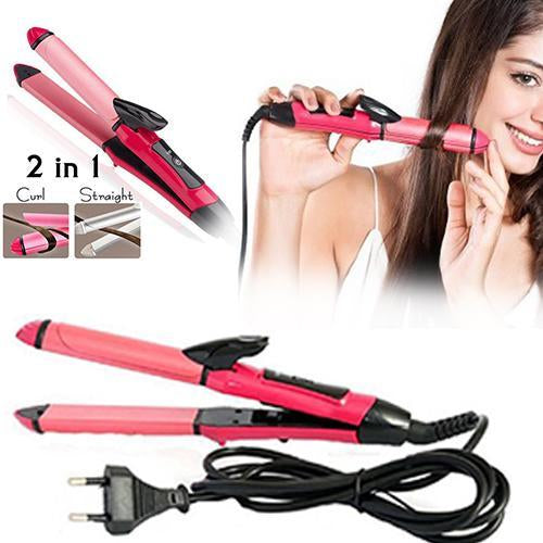 0385 2 in 1 Hair Straightener and Curler Machine For Women - Curl & Straight Hair Iron