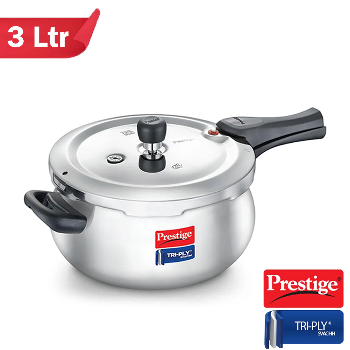AM2250 Prestige 3L Svachh Tri-Ply handi pressure cooker(outer lid)|Deep Lid for spillage control