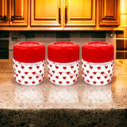 3568 YERA Pop Fruit Printed Glass Jar with Lid Set, 280ml, Pack of 3