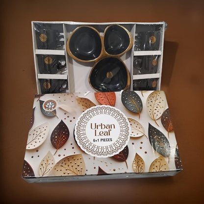 AM2772 Urban Leaf 6+1 Pieces Plastic Bowl & Ceramic Cup