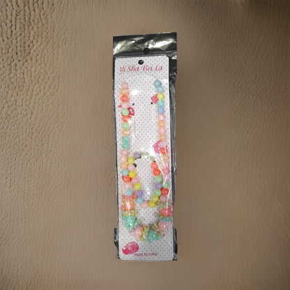 AM1217 Kids Colorful Necklace Bracelet Set Children's necklace and bracelet for girls made of plastic beads with multicolor Pack Of 1 Pcs