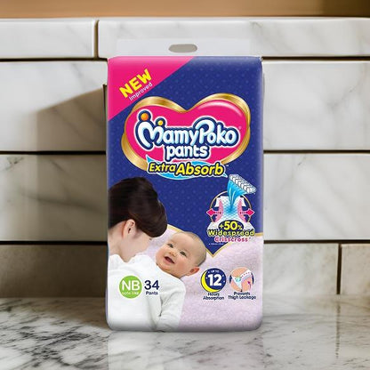 AM2294 MamyPoko Pants Extra Absorb Newborn Pant Style Diaper NB 5 Kg 34 Pants