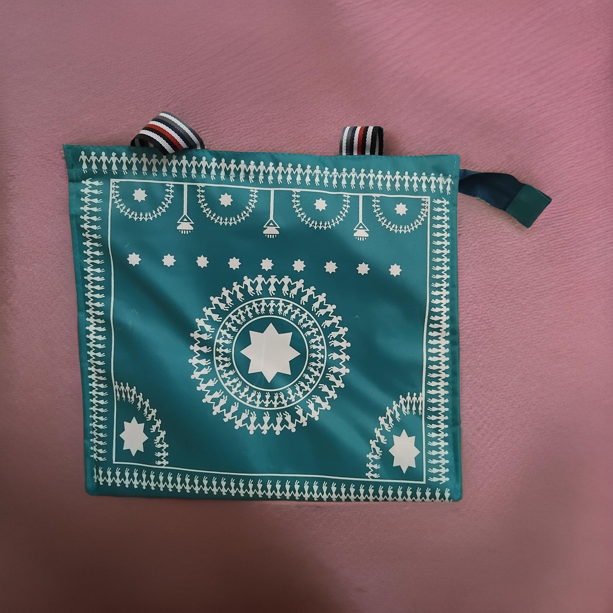 AM3056 Printed Shoulder Bag Warli Art Printed Shopping Bag Multicolour 1 Piece
