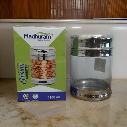 AM3080 Madhuram Prime Quality Fusion Canister 1100ml Stainless Steel 1 Piece