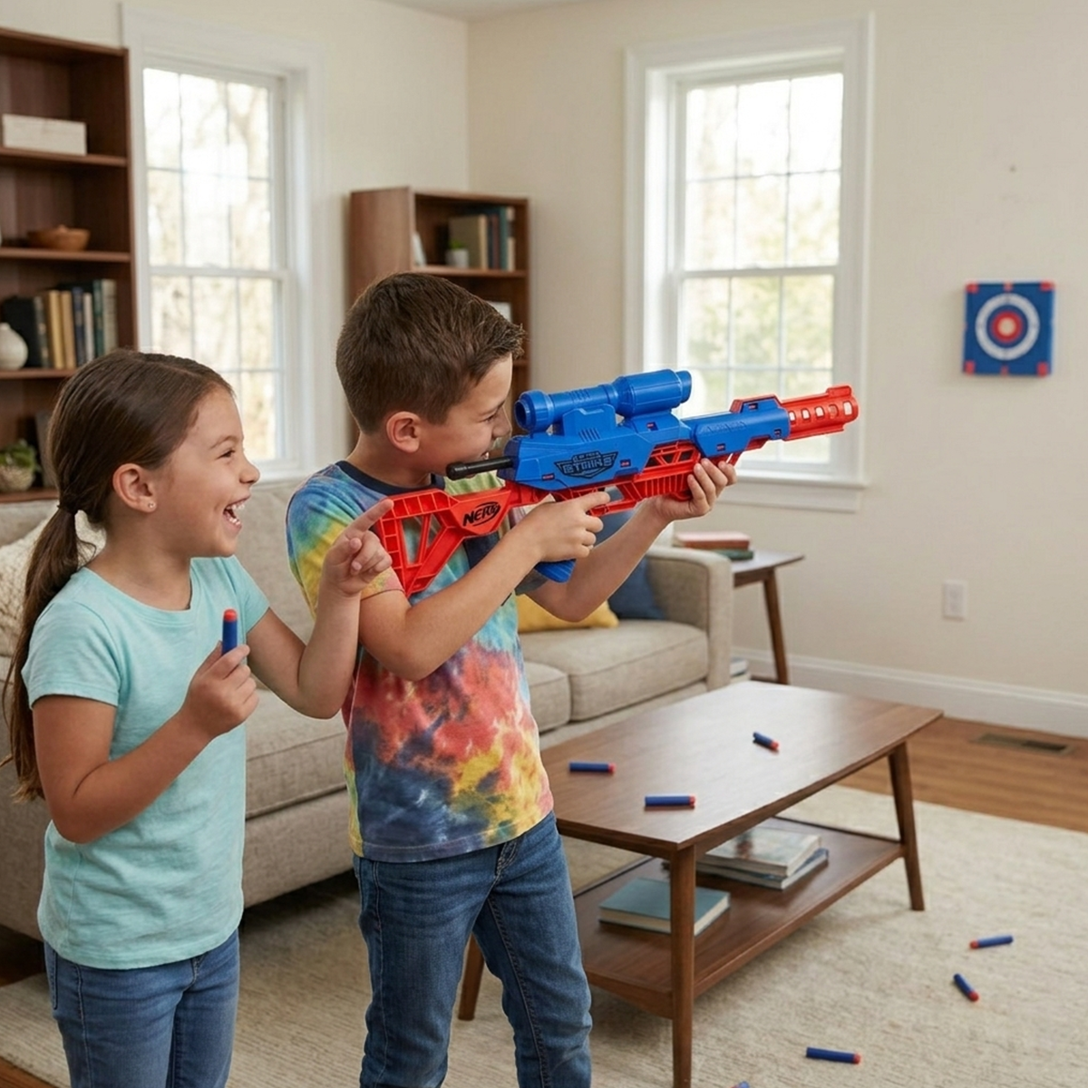 AM7421 Strike Wolf LR-1 Blaster with Targeting Scope and 12 Elite Darts